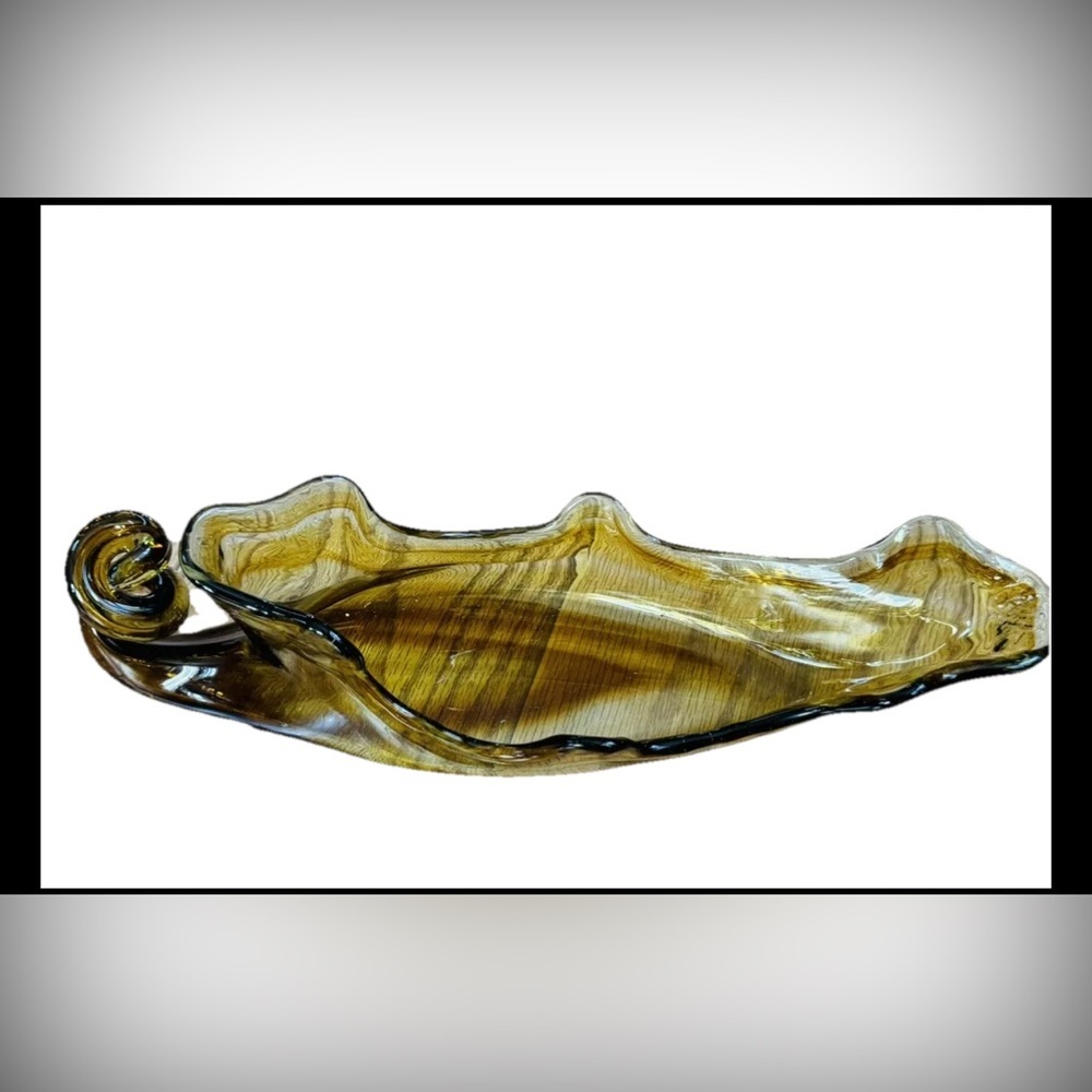 Vintage Handblown Glass Sculpture / Wine Bottle Cradle Holder